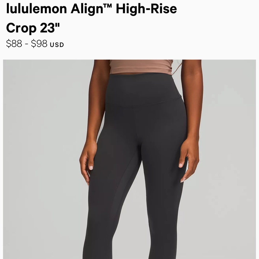 LULULEMON ALIGN | High Rise Crop 23 in Graphite Grey